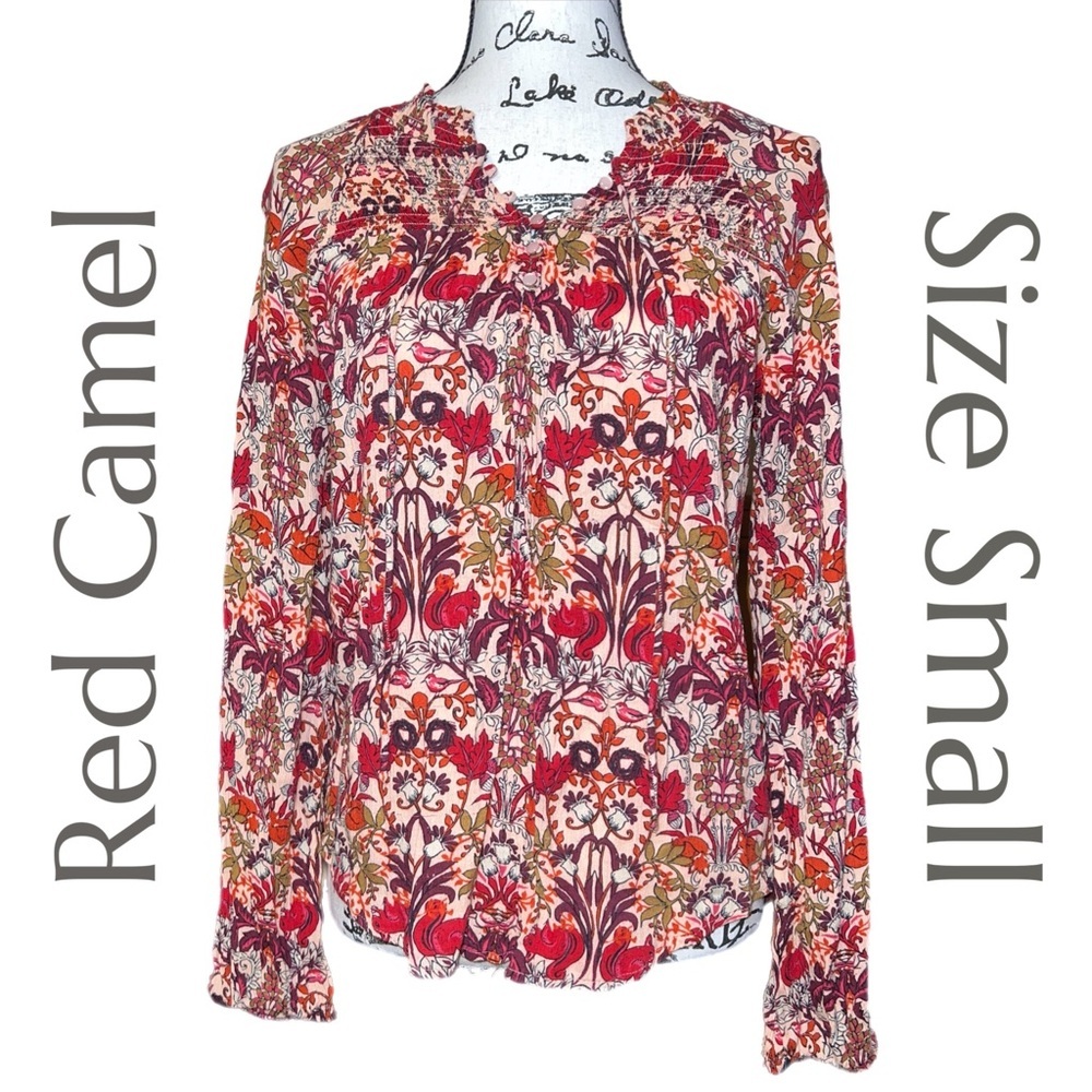 Red Camel Boho Floral Blouse - Size Small